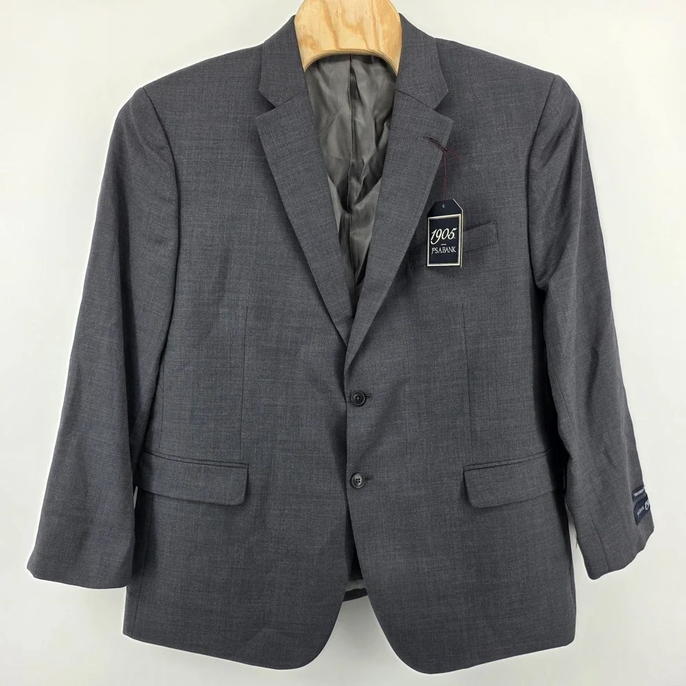 Jos a bank 1905 suit tailored fit blue 100% wool mens 48R blazer 40x37 pants new